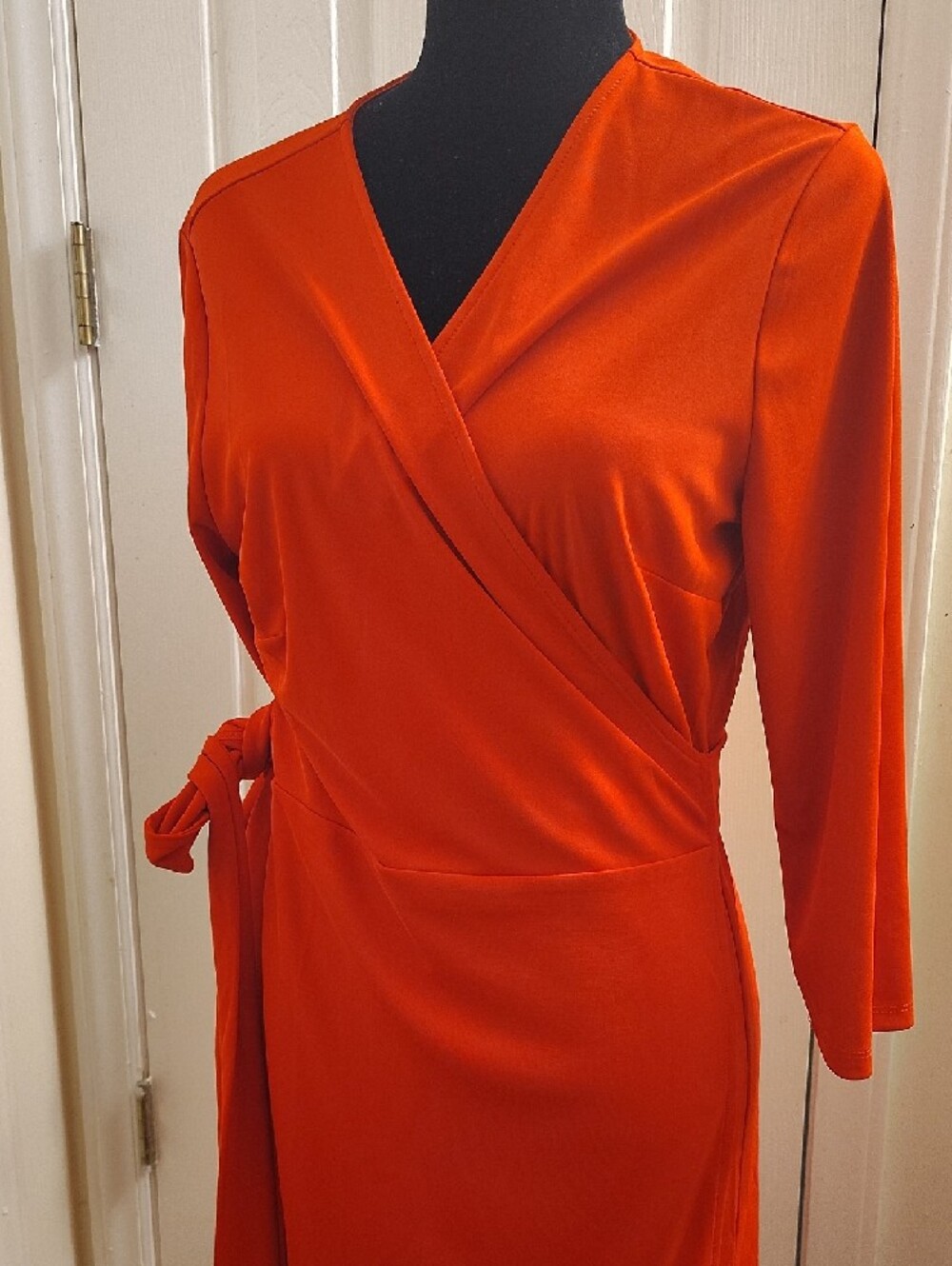 Ann Taylor Orange Long-Sleeve Wrap Dress - Picture 3 of 5